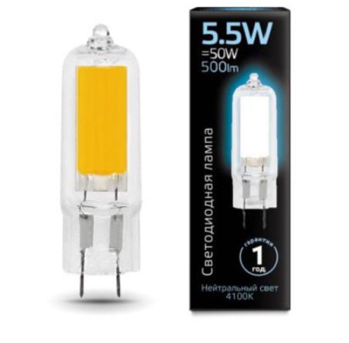 Лампа светодиодная LED Gauss 220В G4 5.5W 4100K картинка 